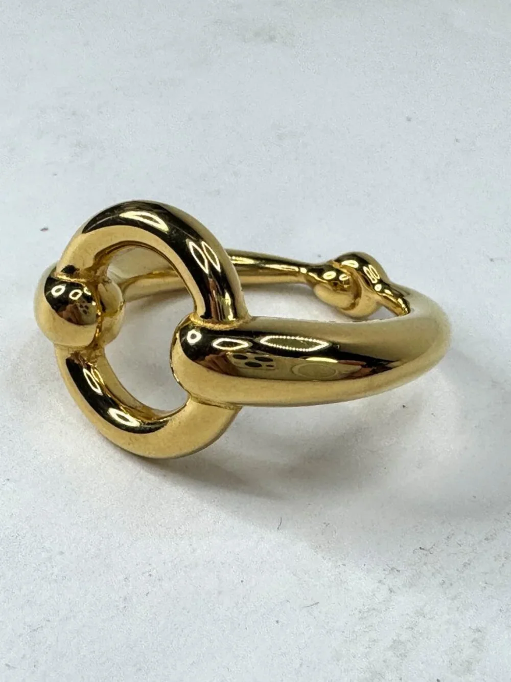 Vintage Hermès Mors Horsebit Gold Tone Scarf Ring Authentic GS866